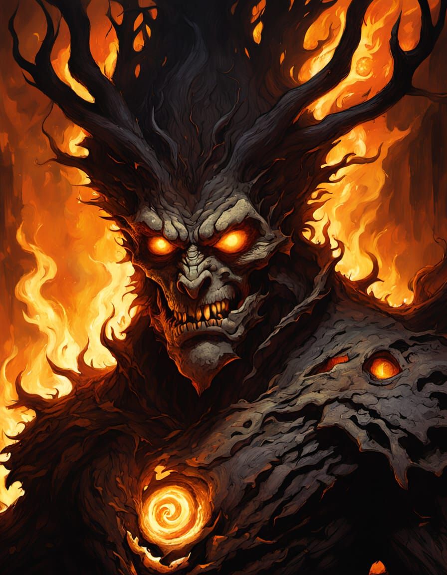 Ent Engulfed in Flames in Burning Tavern