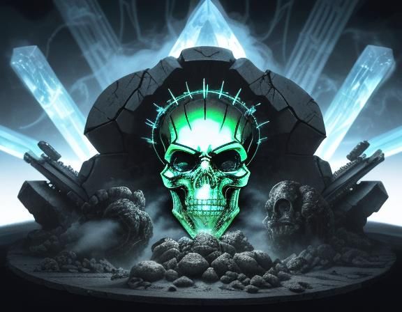 Bio-Mechanical Demon Materializing in Smoke