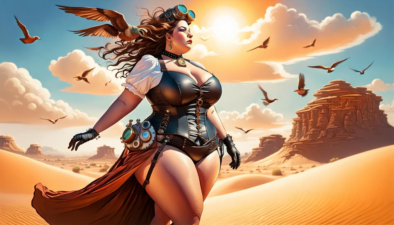 Steampunk Lady Ready for Desert Action