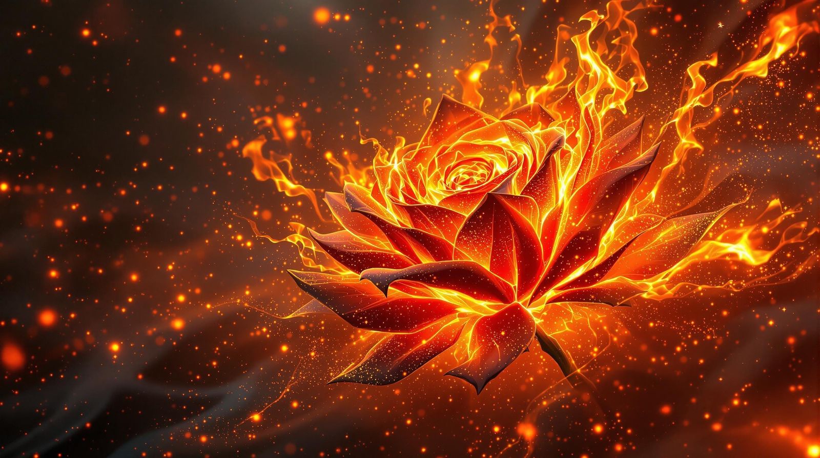 Ethereal Fire Rose, a Blazing Digital Fantasy in Ultra HD