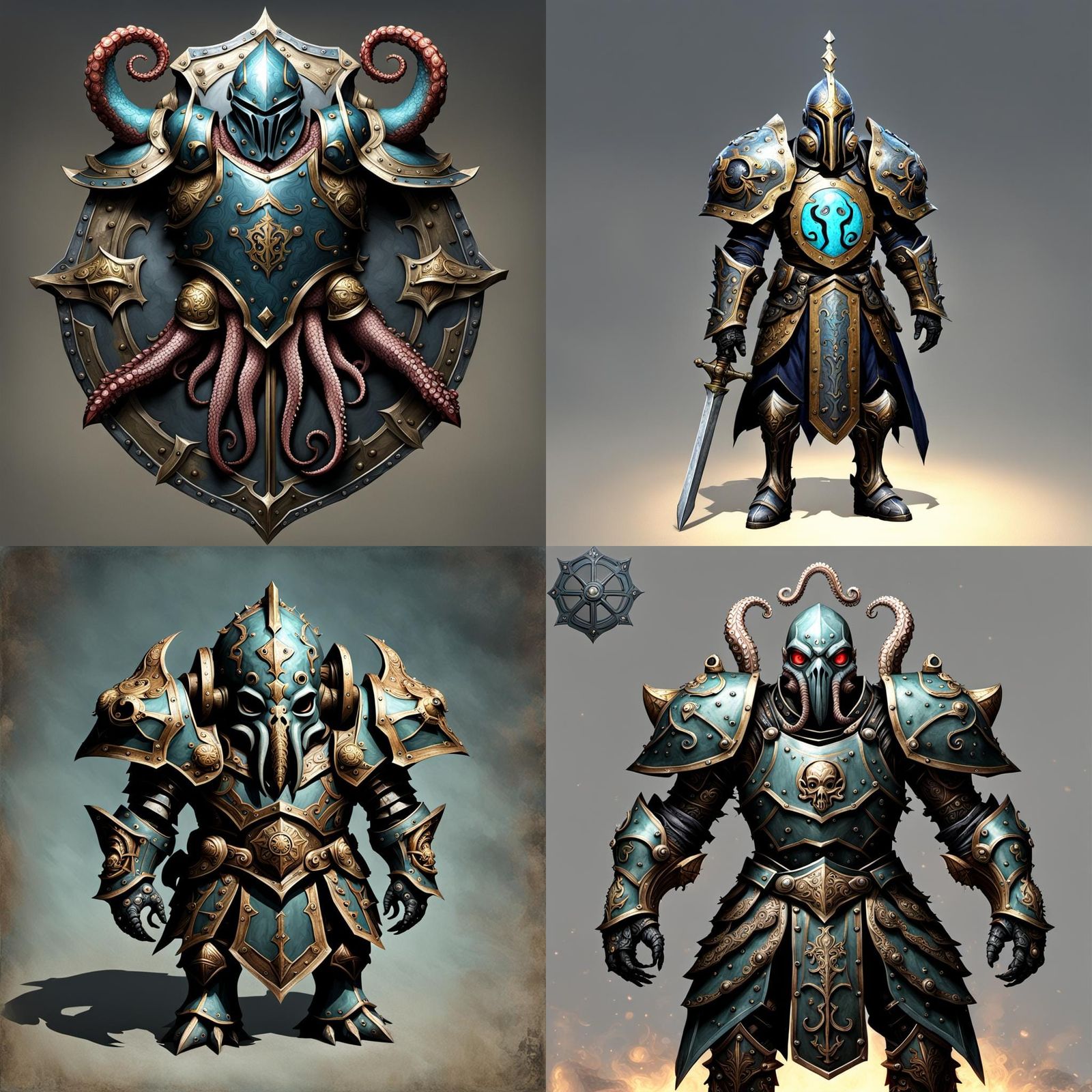 Octopus Paladin in Full Plate Armor