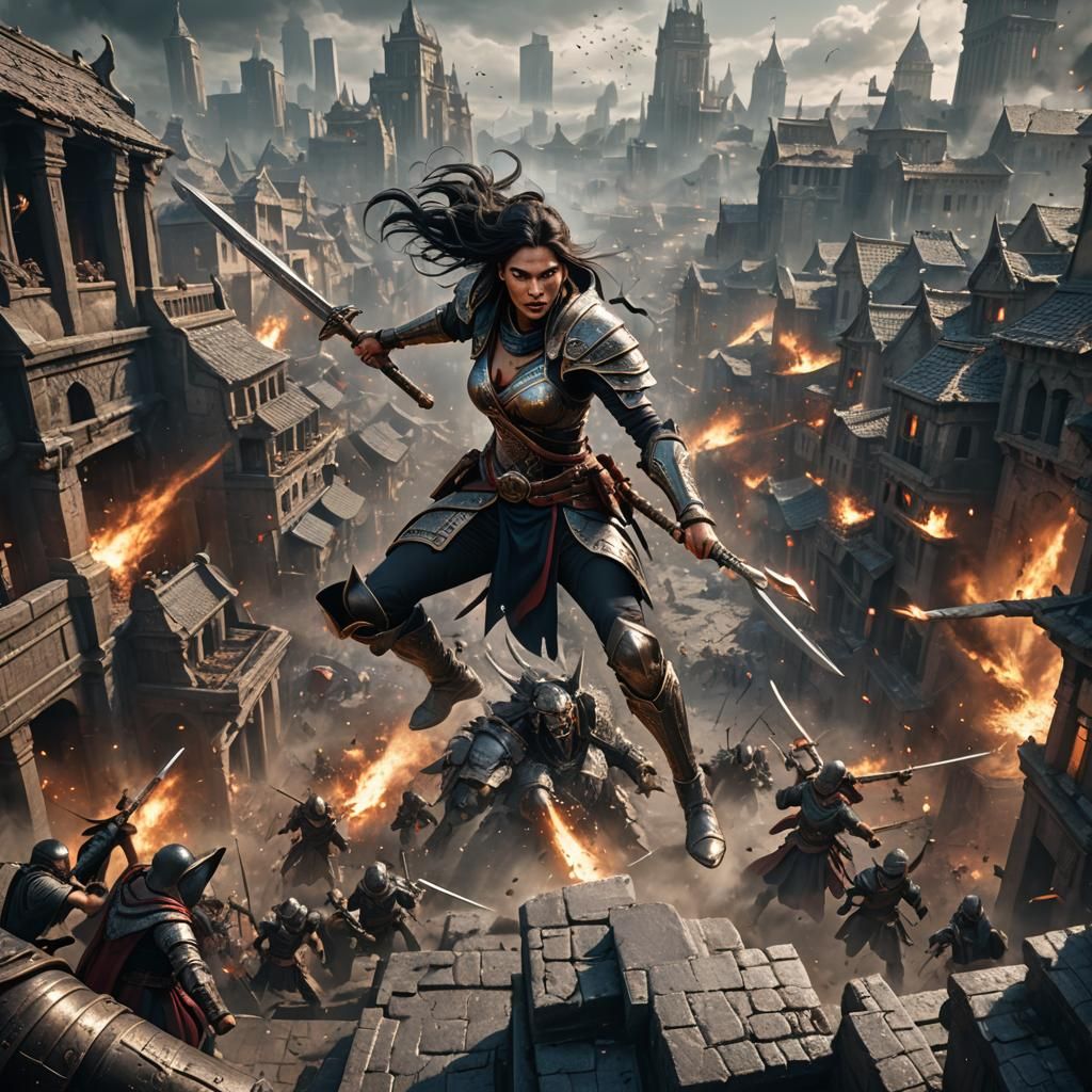 Female Warlord Leads Warriors in City Attack