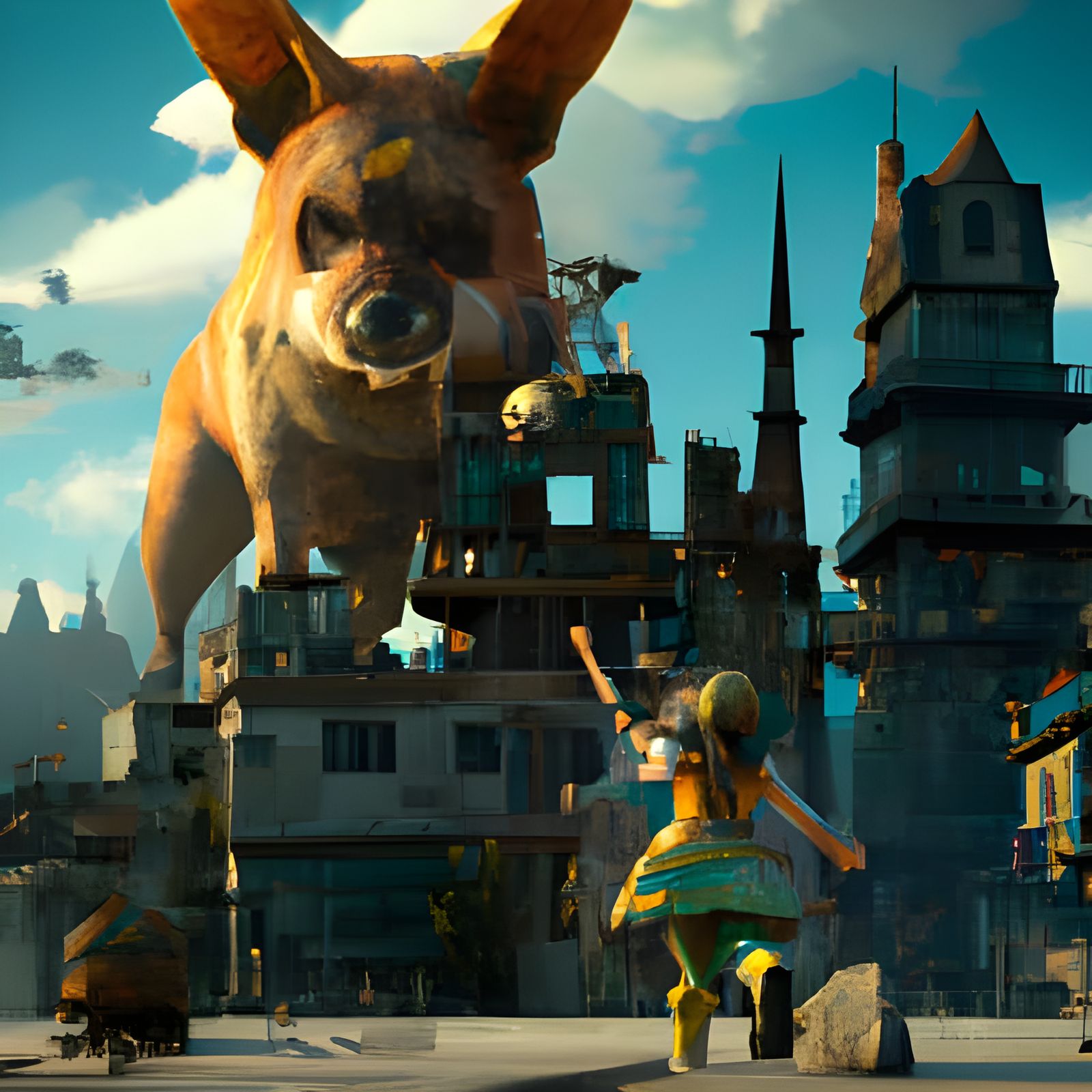 Giant Chihuahua Dog City Destruction: Matte Painting