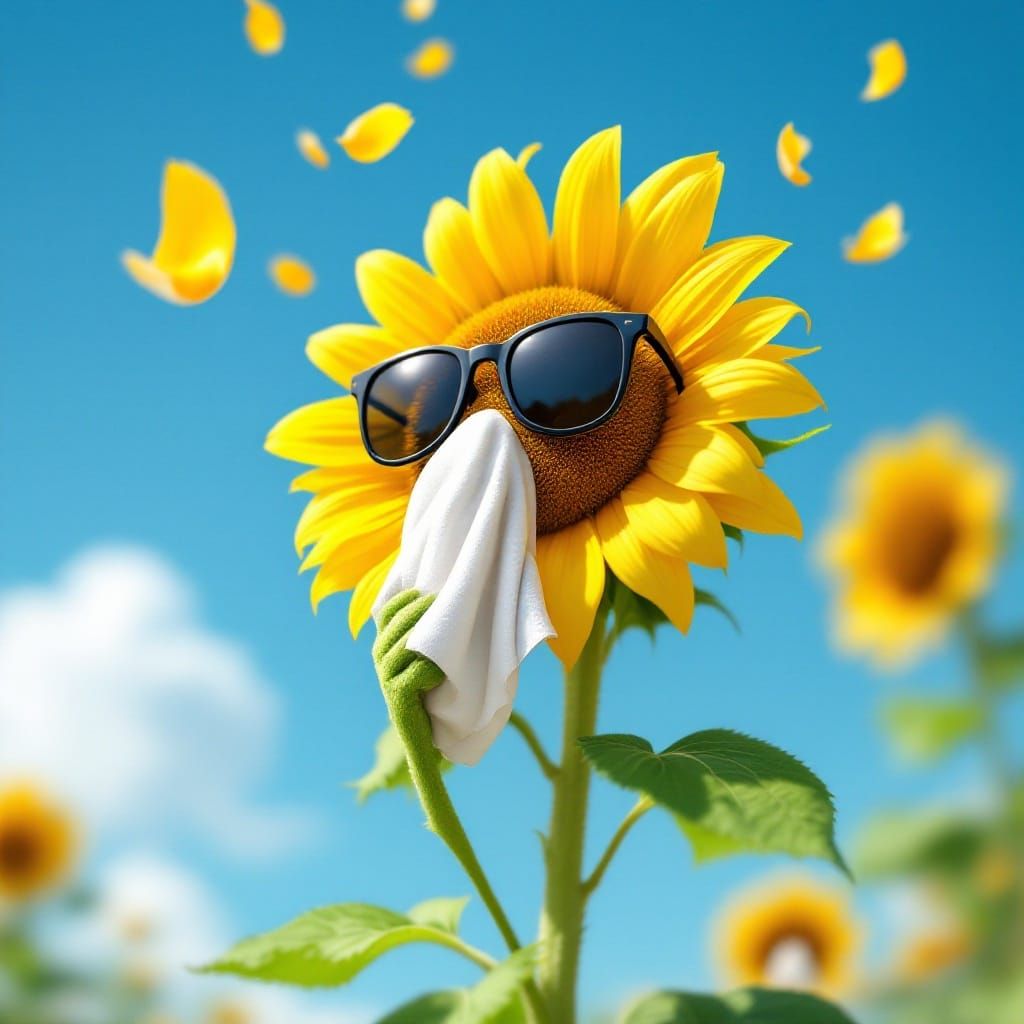 Sunflower Sneeze of Joy in a Bright Blue Sky