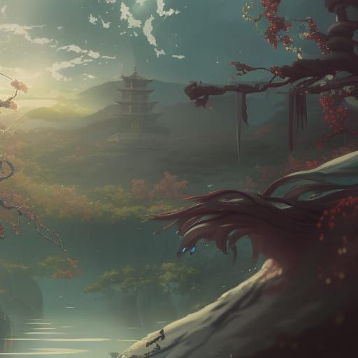 Fantastical Weeb Zen Matte Painting in 8K