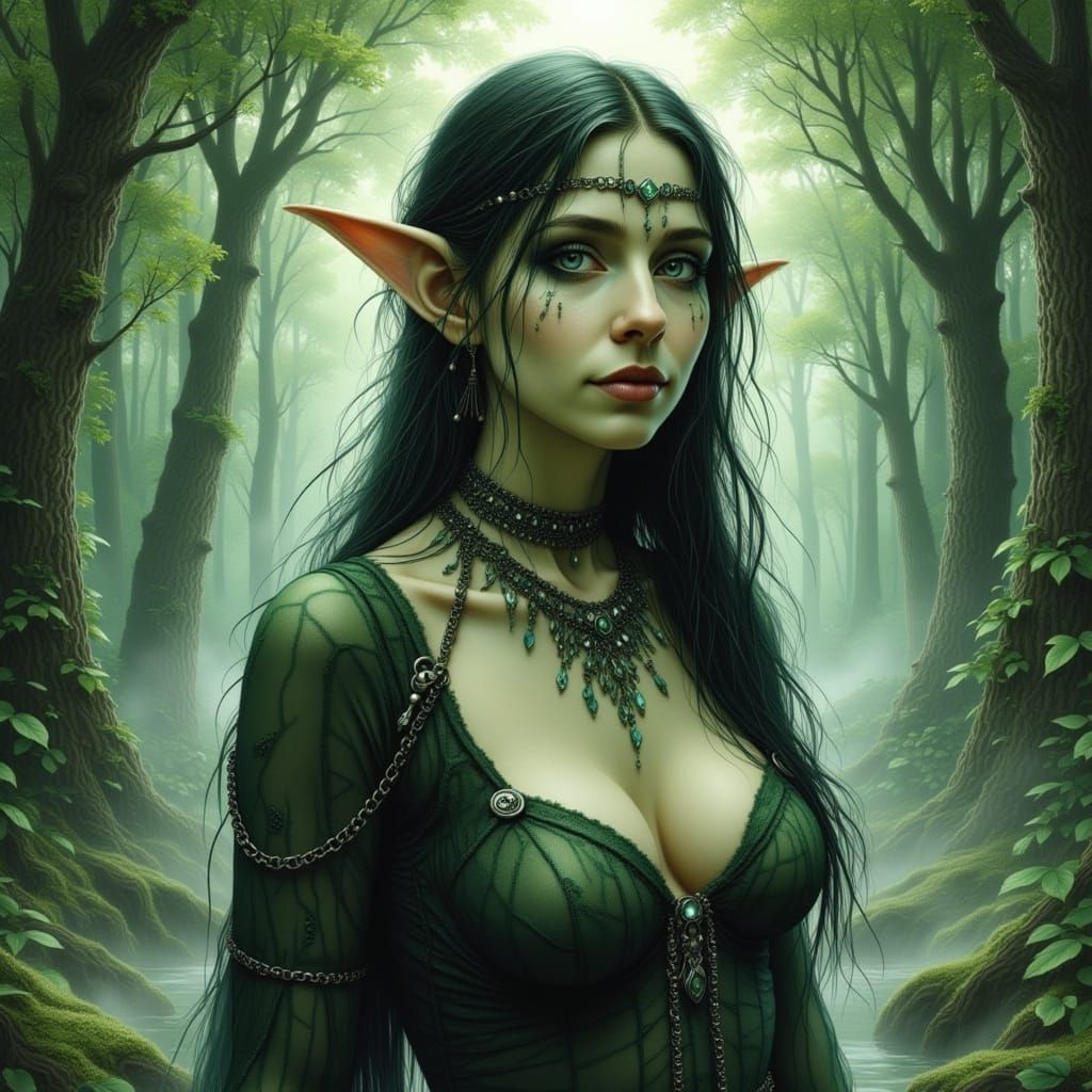 Elegant Dark Elf Goddess of the Earth
