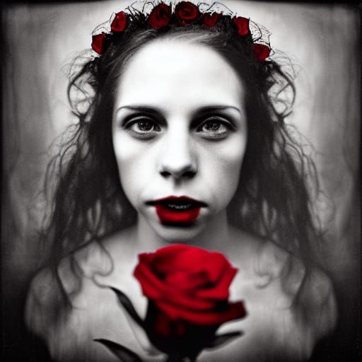 Vampire with Rose Crown: Photographic Portrait