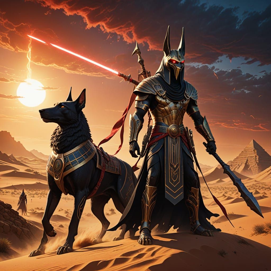 Anubis and Seth Clash in Twilight Desert