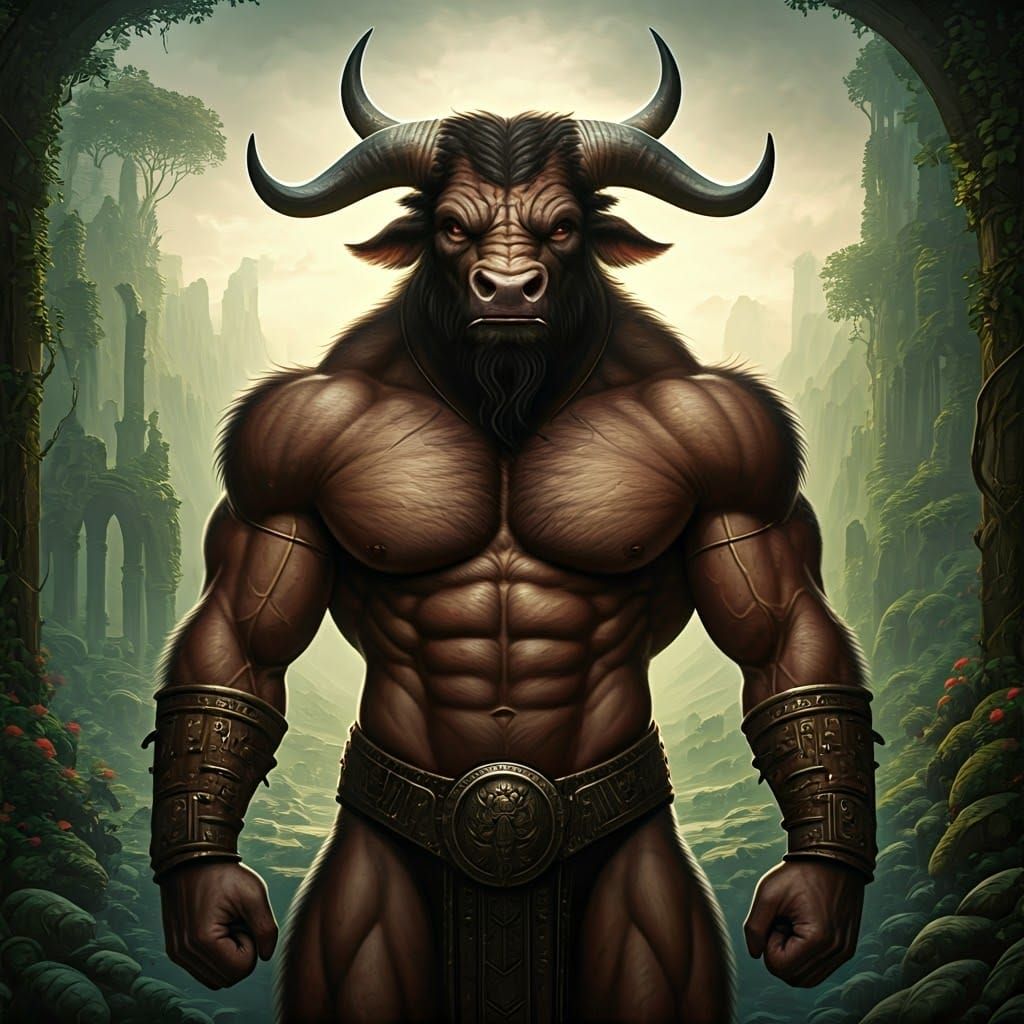 gay pin-up of a male minotaur