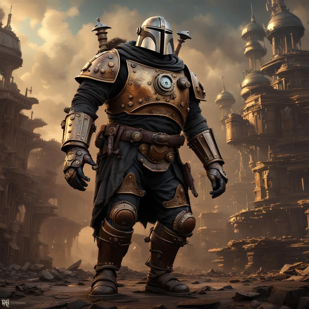 Steampunk Ogre in Mandalorian Armor