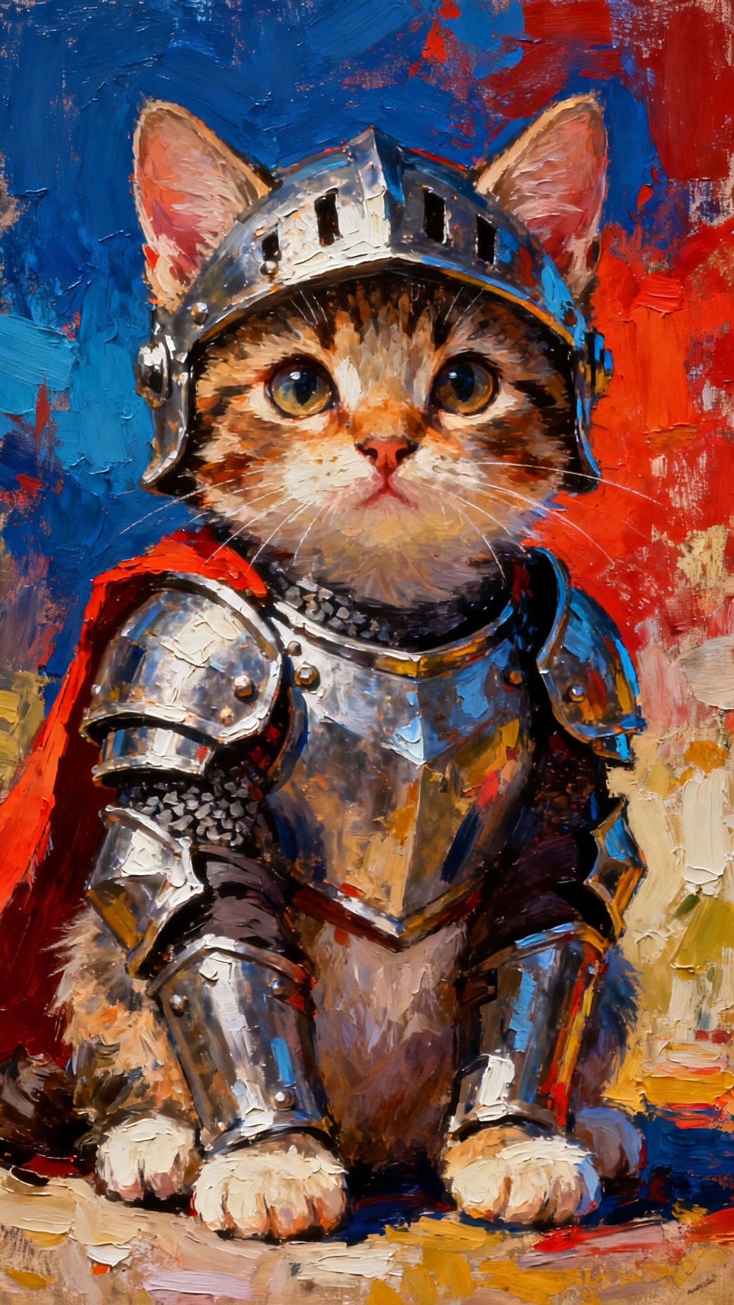 Kitten in Armour as Impasto Painting