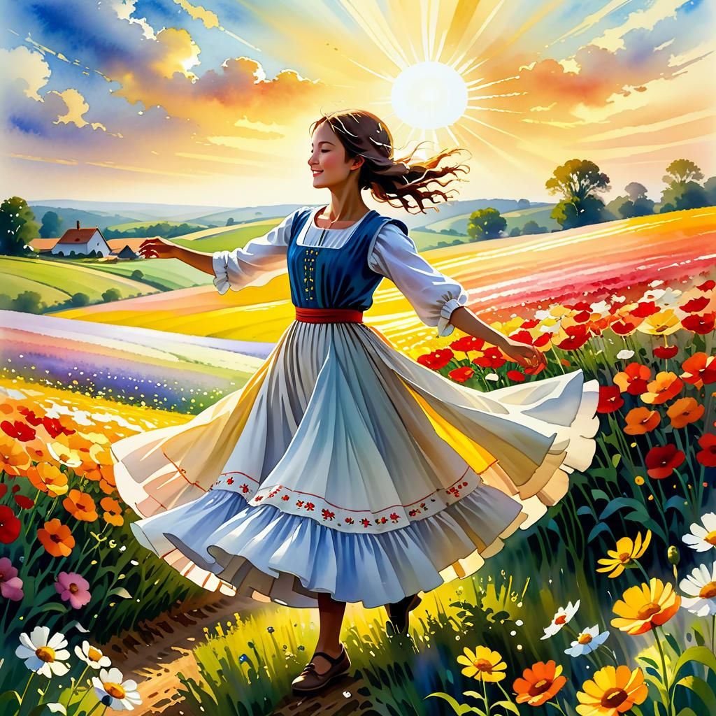 Idyllic Flower field at the morning