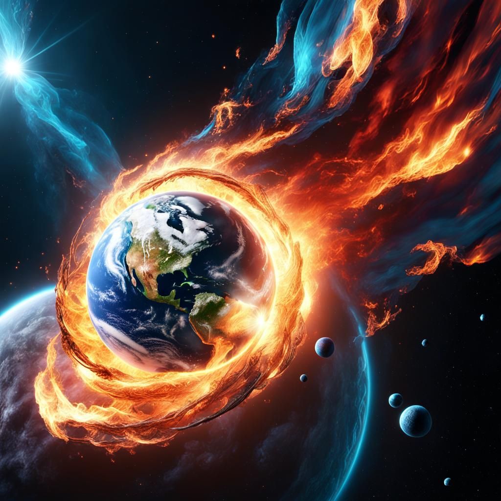 Elemental Sphere in Space: Cinematic CGI Art