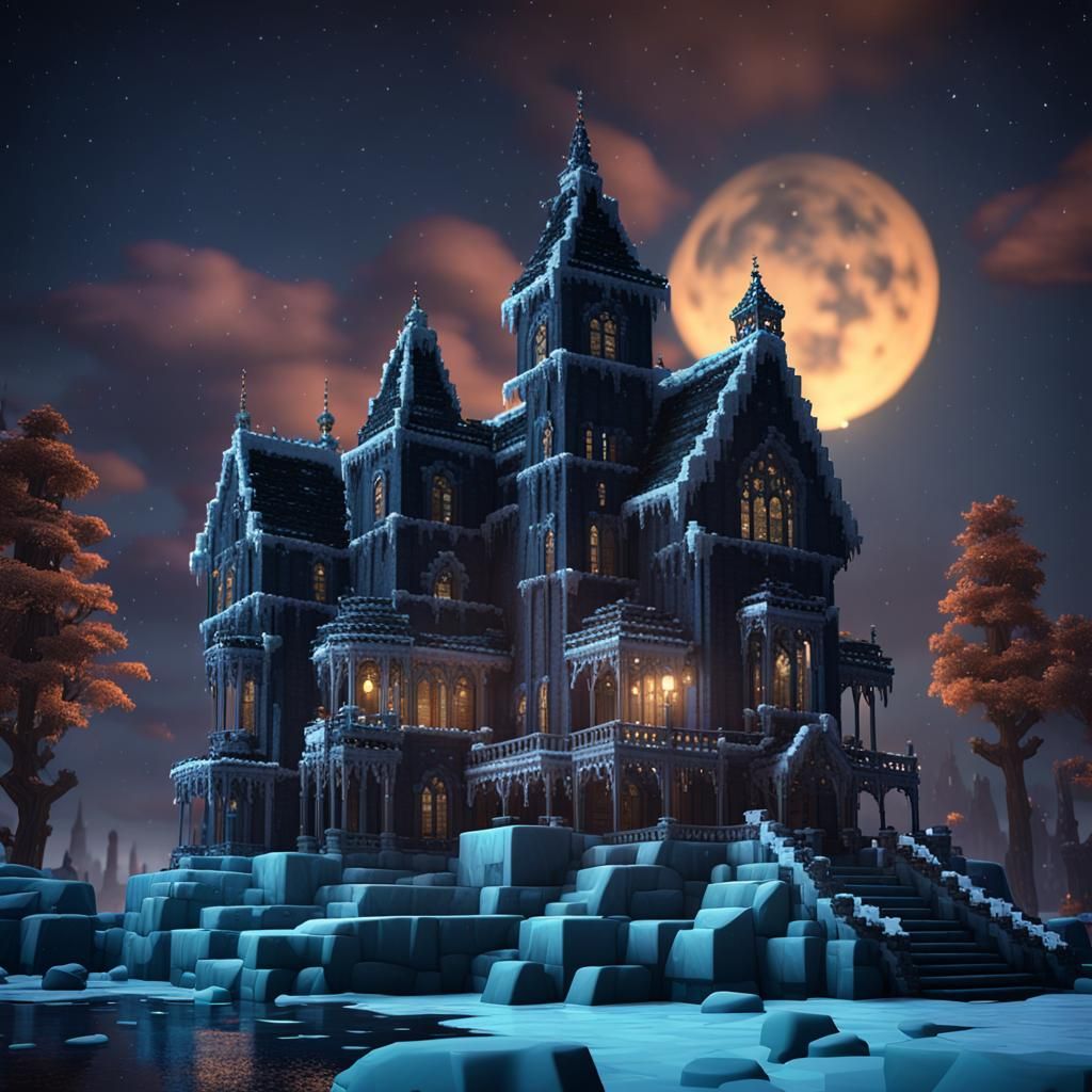 Majestic Gothic Mansion Amidst Iceland's Dark Ice