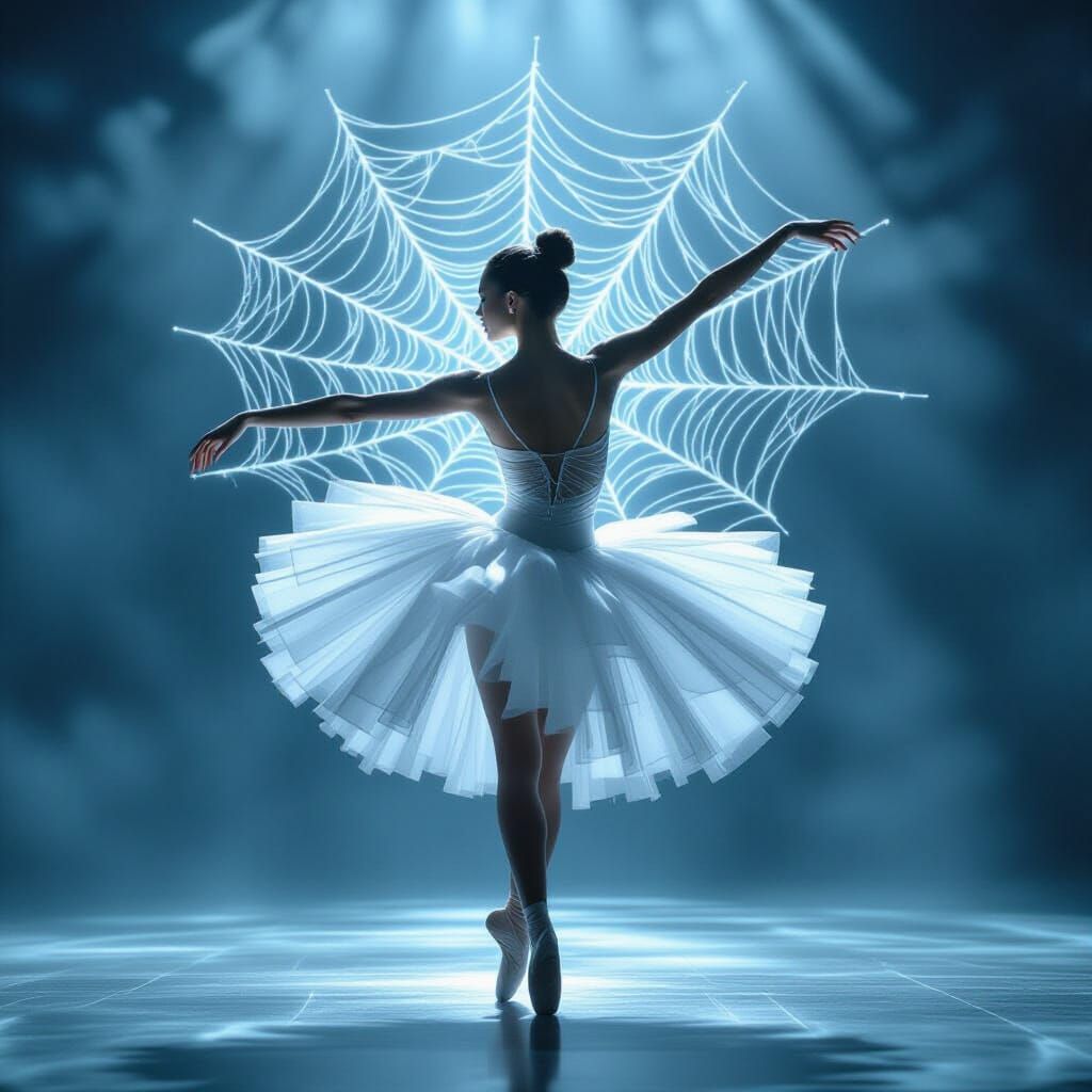 Ethereal Spiderweb Dancer in Shimmering Tutu