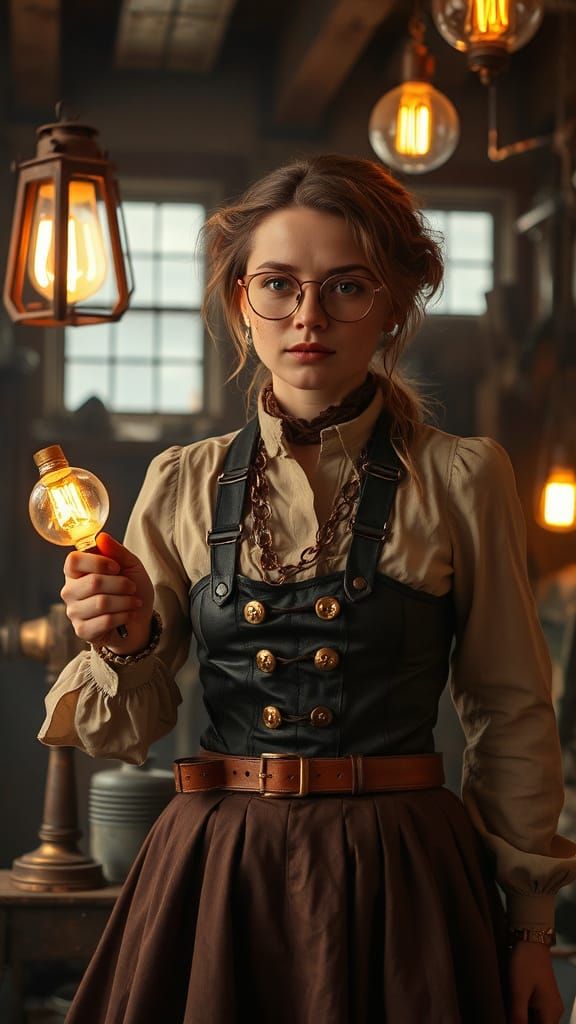 Steampunk Inventor in Copper Glow