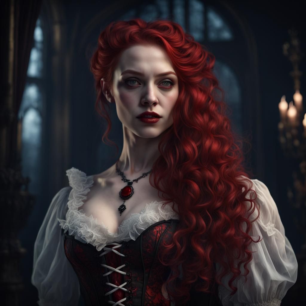 Victorian Gothic Vampire Woman in Detailed Matte Painting
