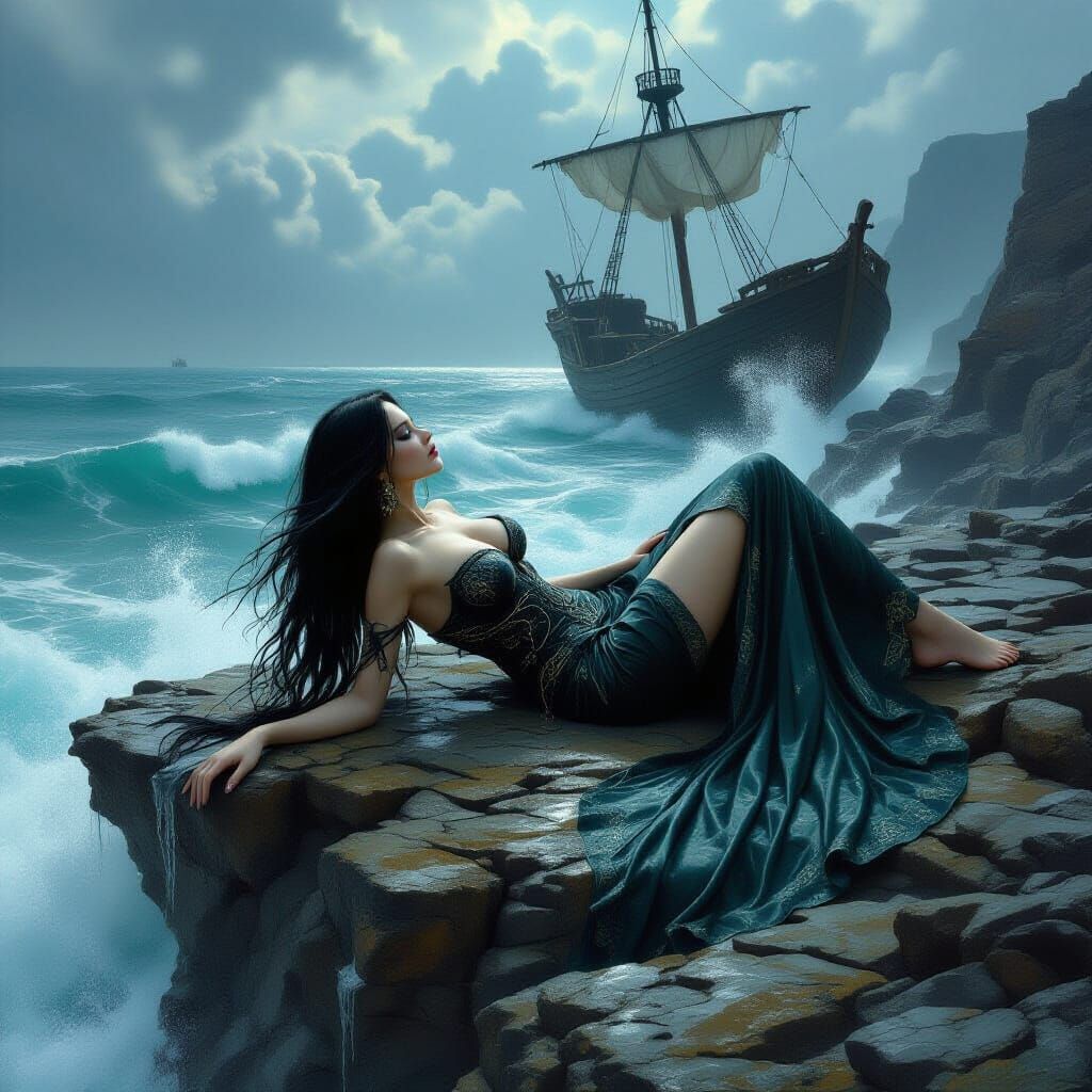 Dark Fantasy Siren Luring Sailors