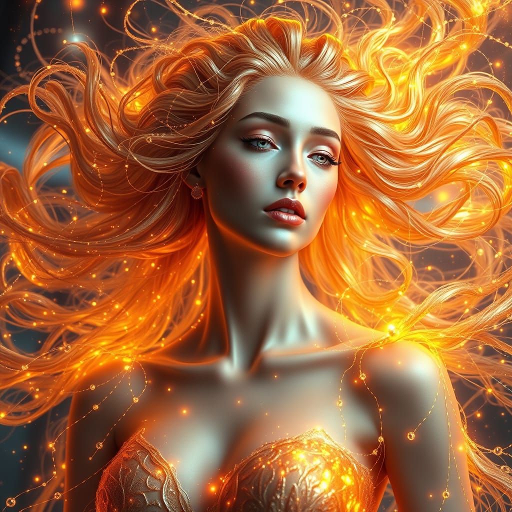 Ethereal Goddess of the Cosmos in Vibrant, Dreamlike Art