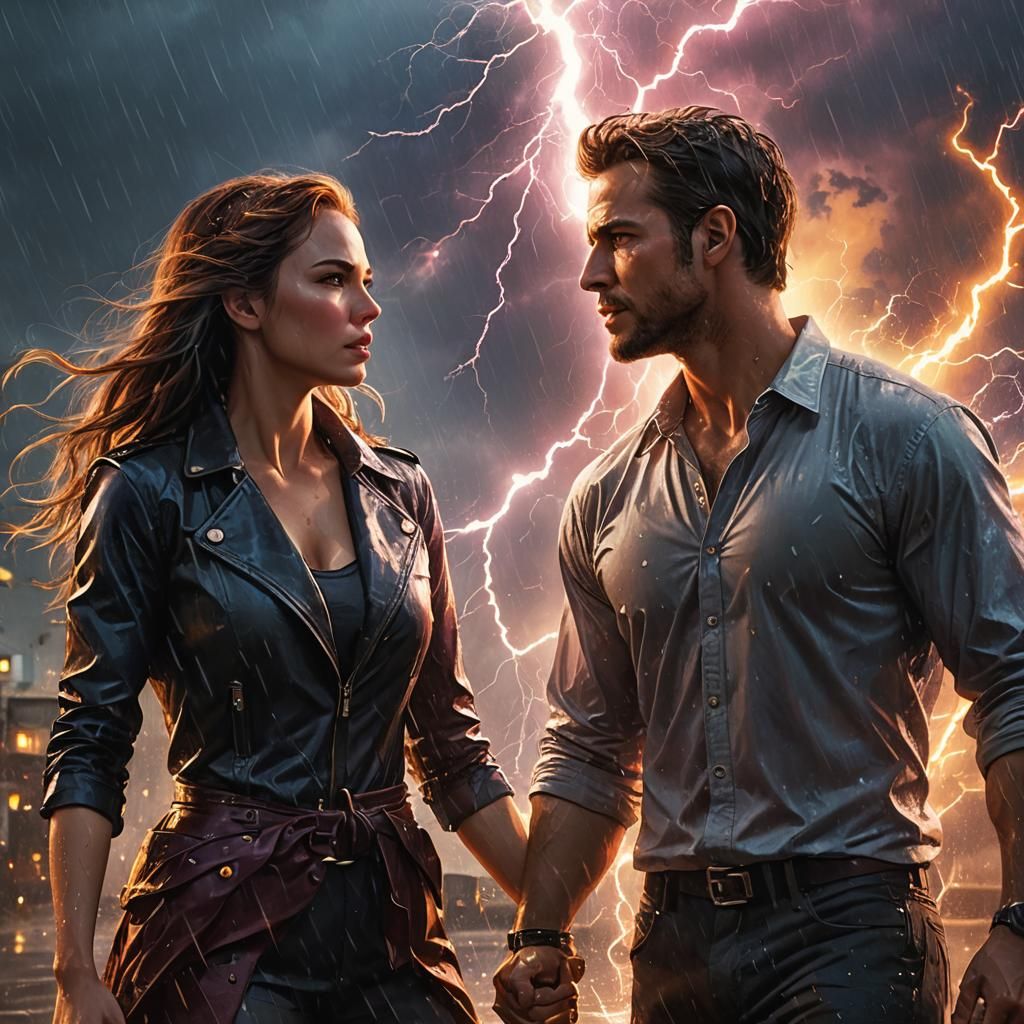 Hyperrealistic Thunderstorm Meeting with Sparks