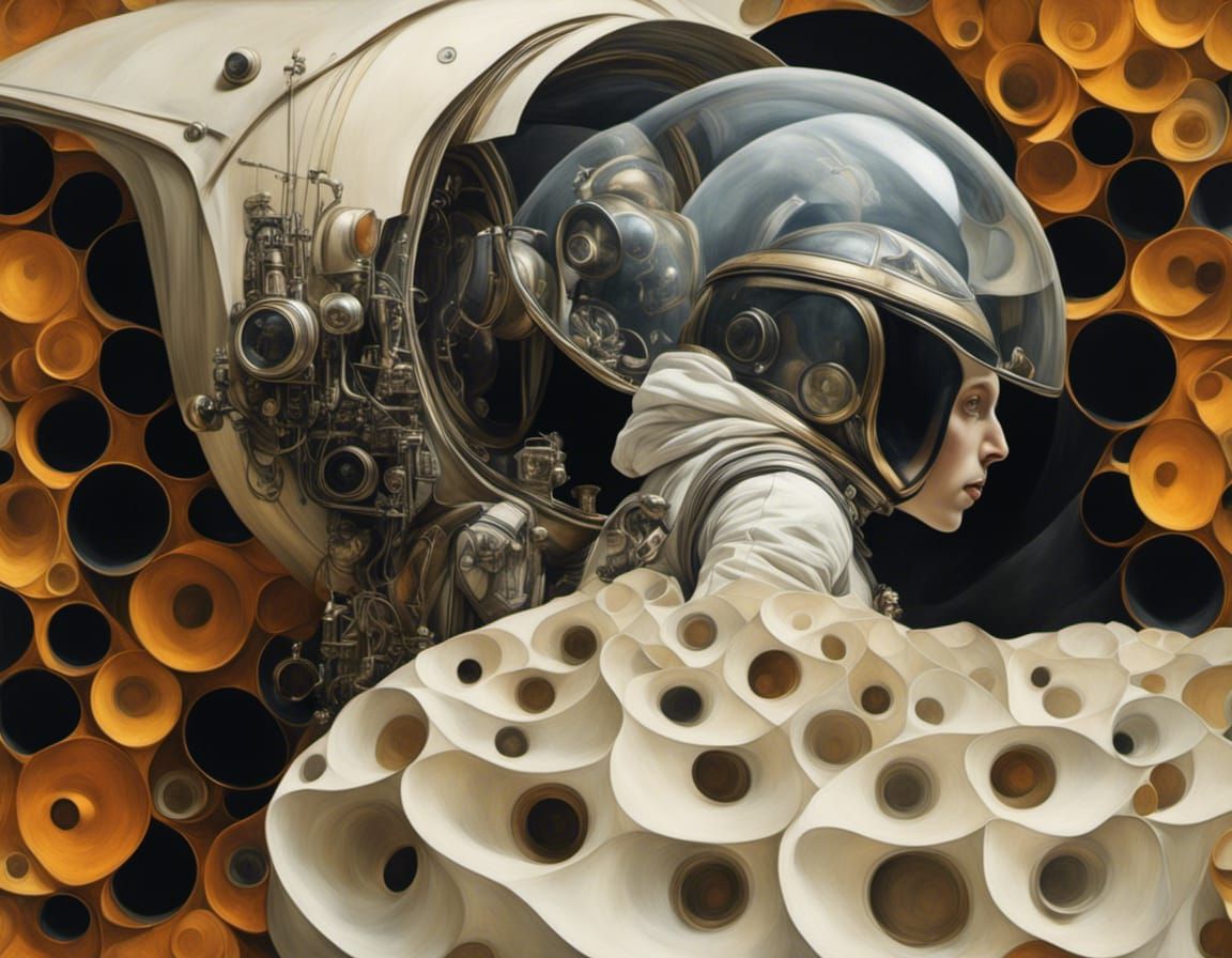 Astronaut in Surreal M. C. Escher Style