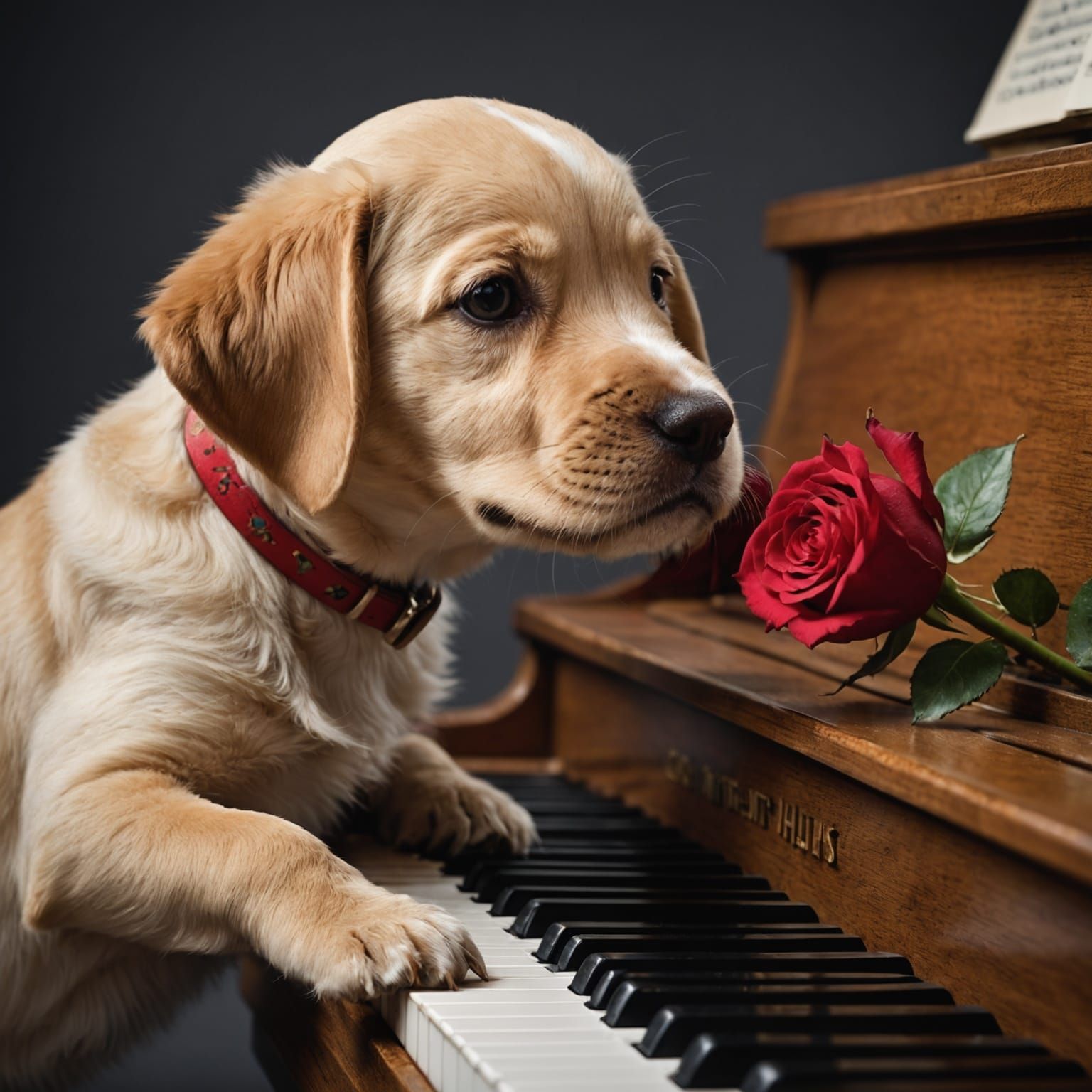 Dog Playing Piano: Professional Studio Portrait