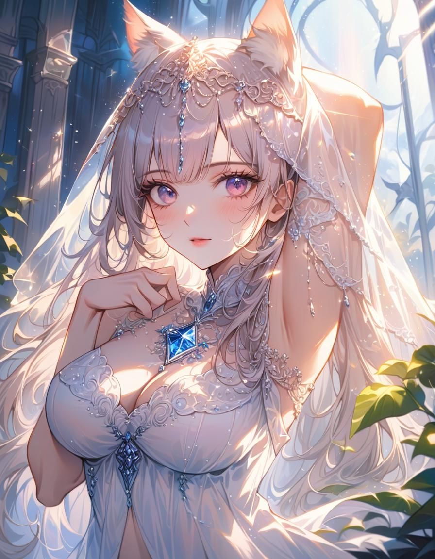 Sumptuous Catgirl Portrait with God Rays