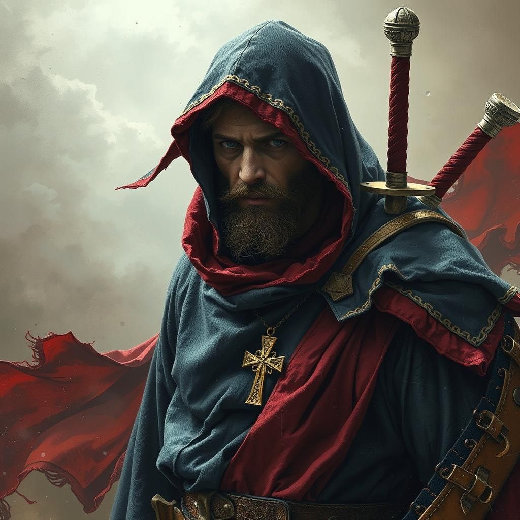 Weary Monk in Storm, Baroque Style