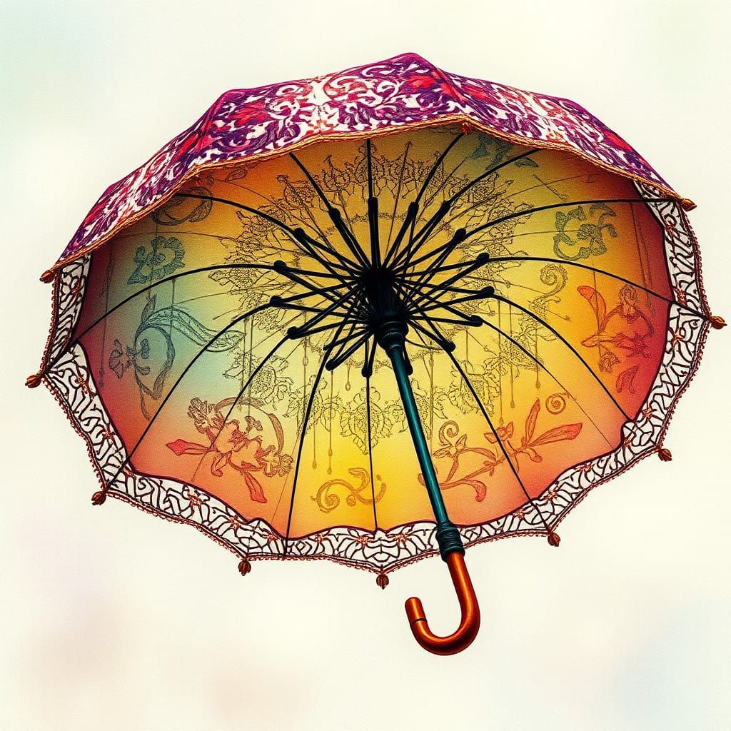 Whimsical Floral Umbrella in Dreamy, Impressionist Style