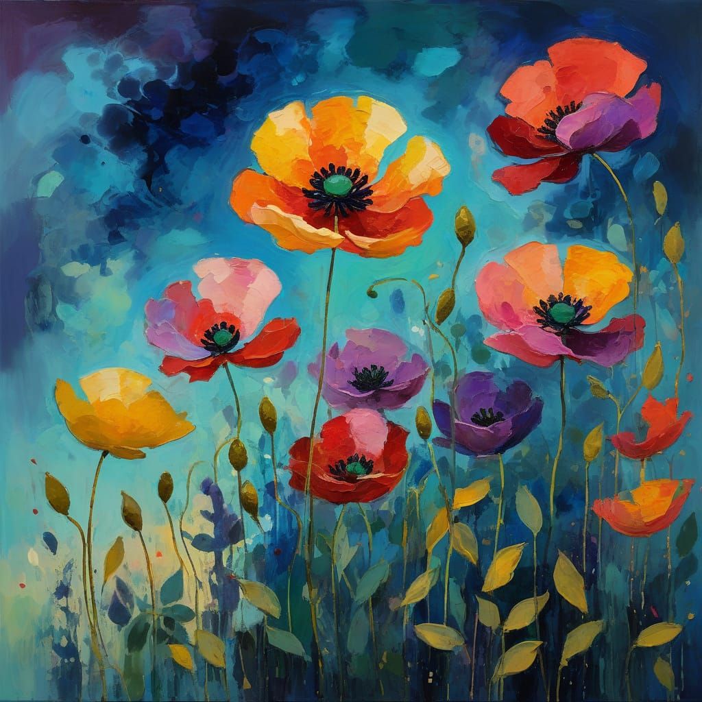Vibrant Fauvist Floral Explosion in Whimsical Dreamy Style