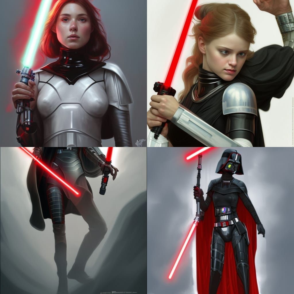 Star Wars Woman with Red Lightsabers in Armor