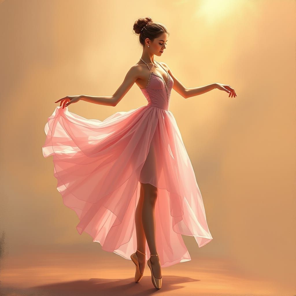 Ethereal Ballerina in Soft Pink, Radiating Elegant Beauty