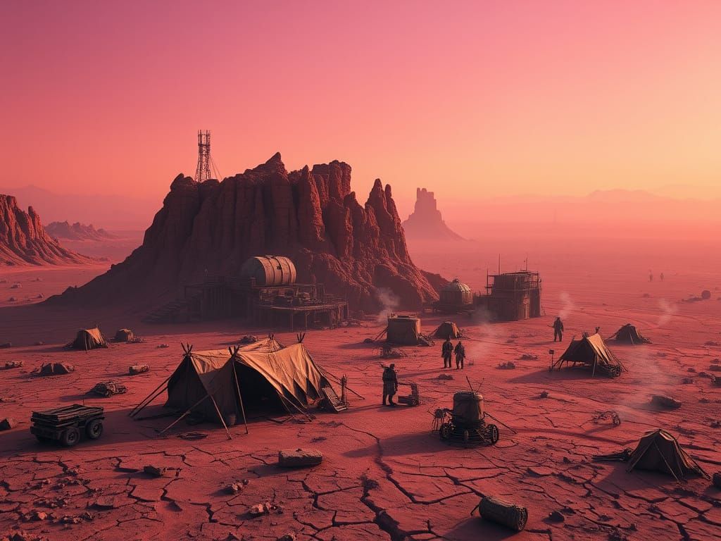 Barren Alien Wasteland in Burnt Orange Haze