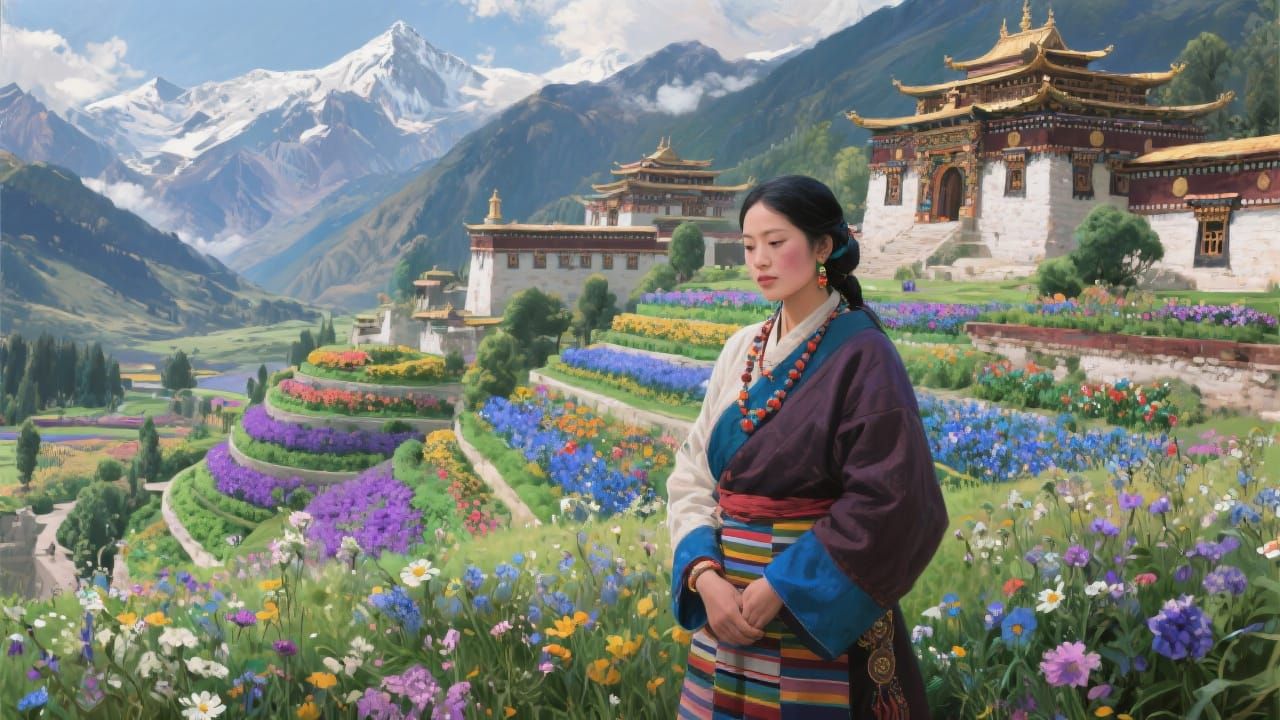 Utopian Shangri-La: A Neoclassical Oil Painting