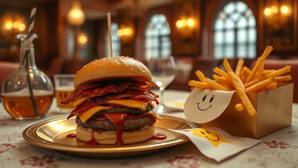 Cinematic Double Bacon Cheeseburger Still Life