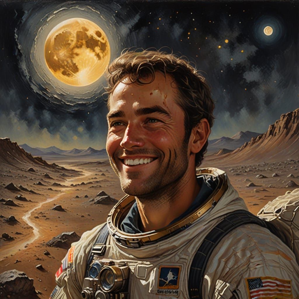 Surreal Portrait of a Gentle Lunar Figure in a Dreamy, Earth...