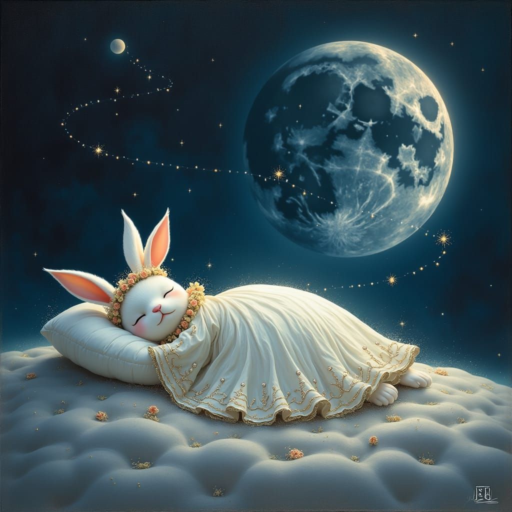 Sleeping Moon Bunny Guardian of Night