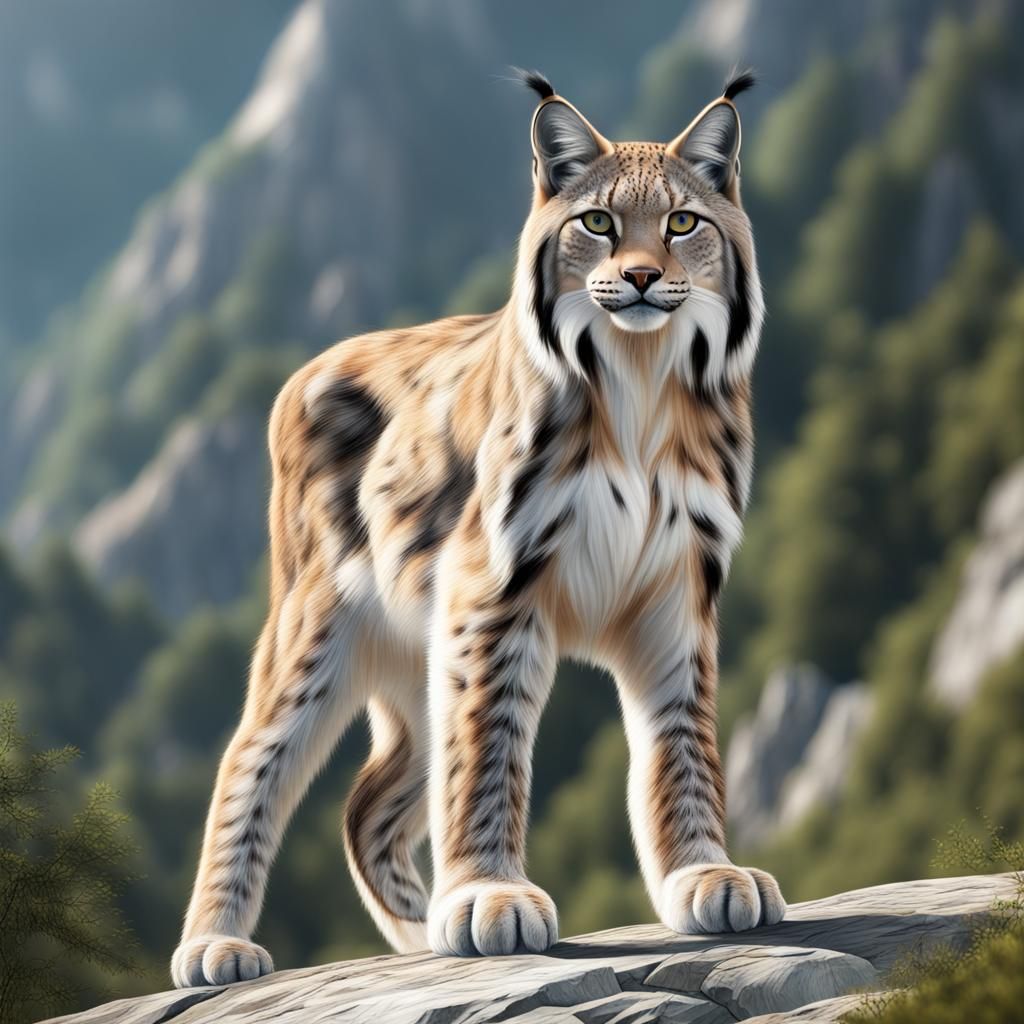 Atlas Lynx in Mountain Habitat: Photorealistic Image
