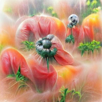 Ethereal Poppy Field in a Fantasy Landscape