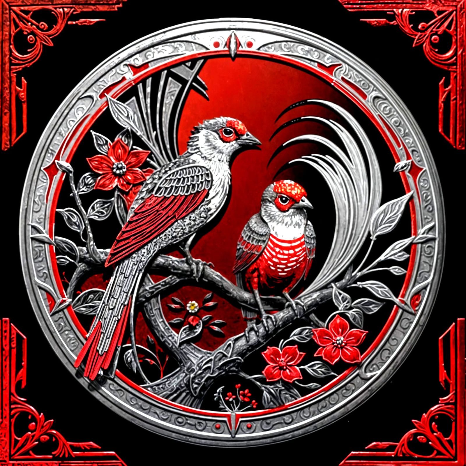 Ethereal Avian Fantasy in Art Nouveau Style