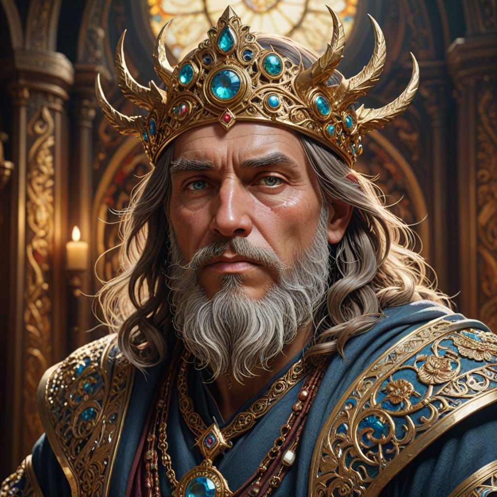 Regal Wizard King, Majestic and Powerful, in Elegant, High-F...