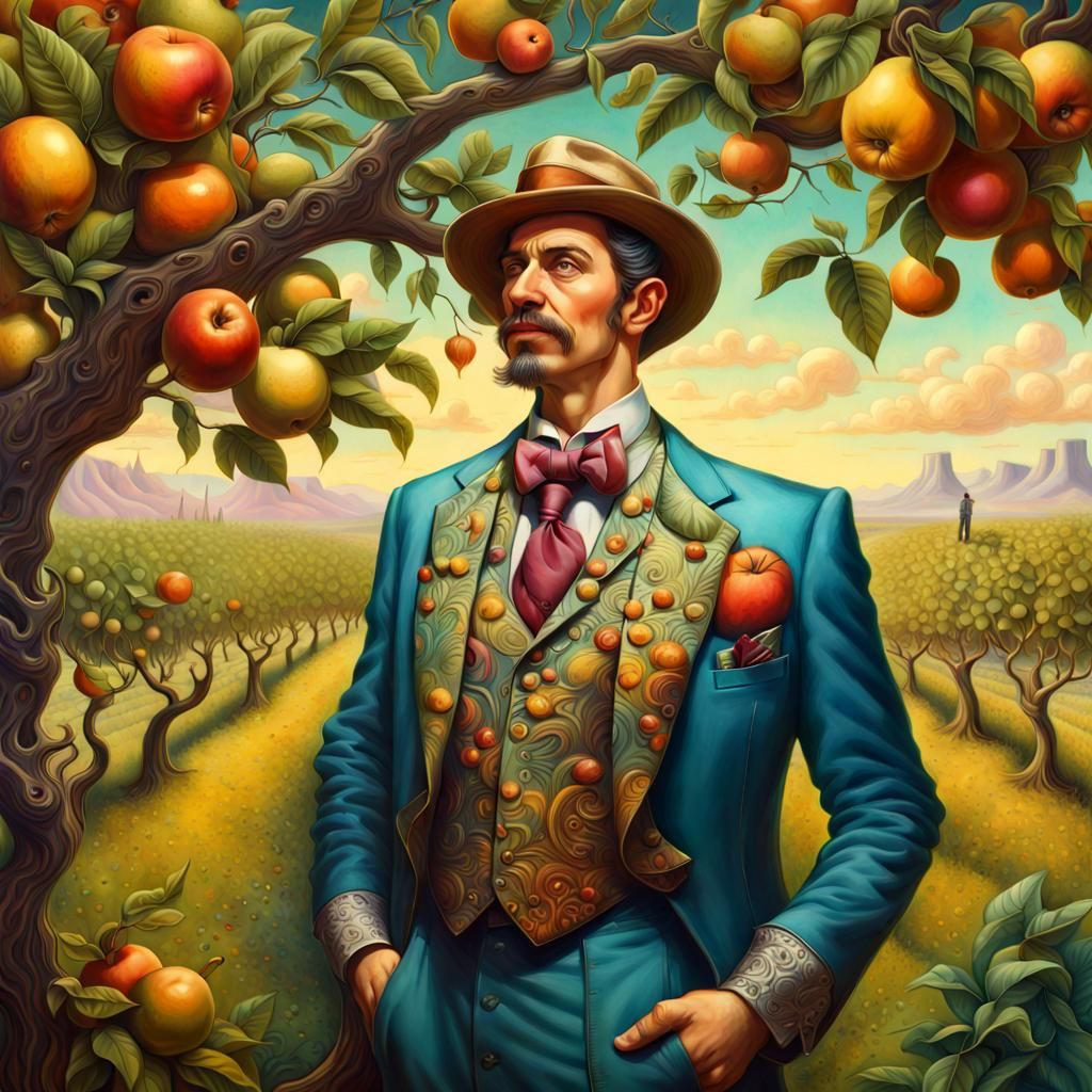 Enchanting Orchard Portrait in Surrealist Style