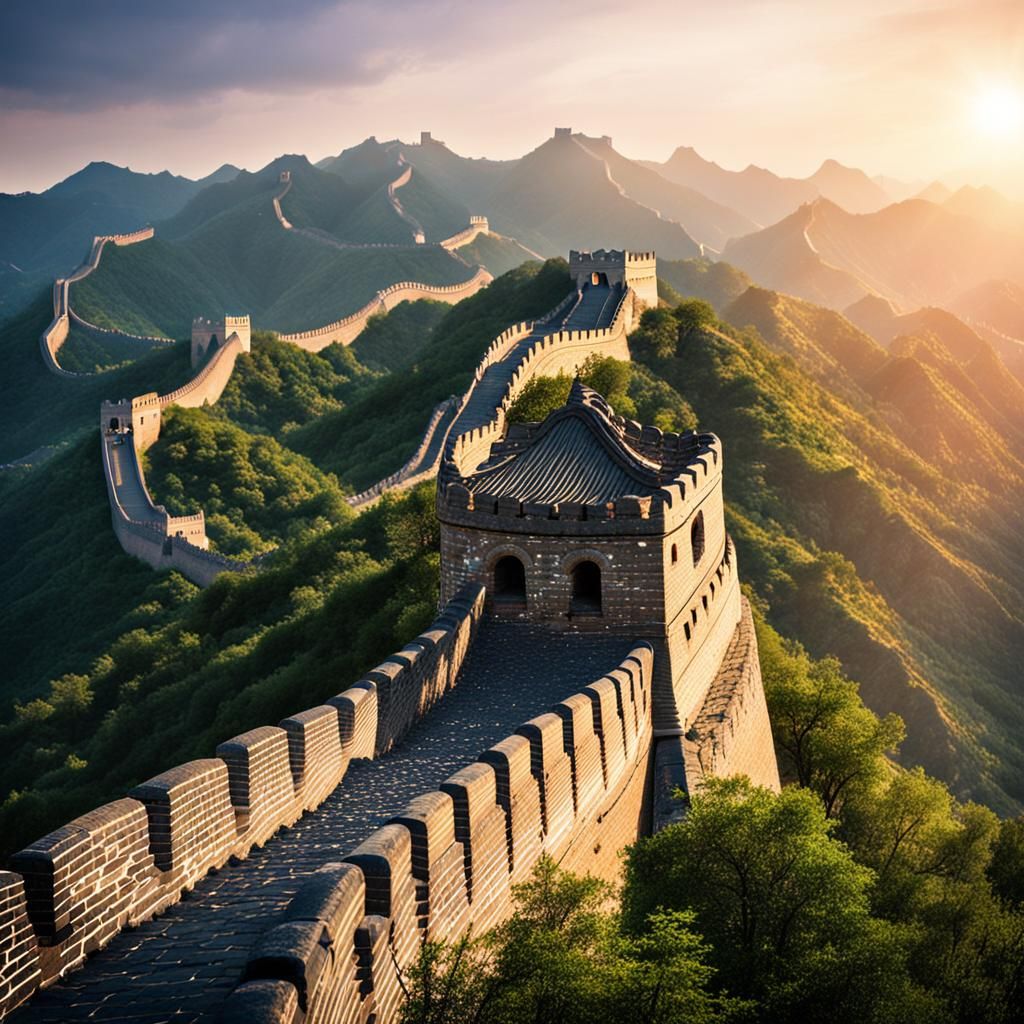 Great Wall of China with Dragon, Chinese Art