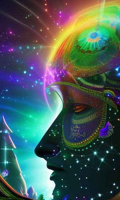 Enlightenment Seeker on Mystical Path in Gothic Style