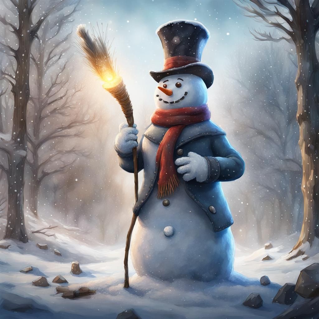 Frosty the Snowman in Watercolor Style