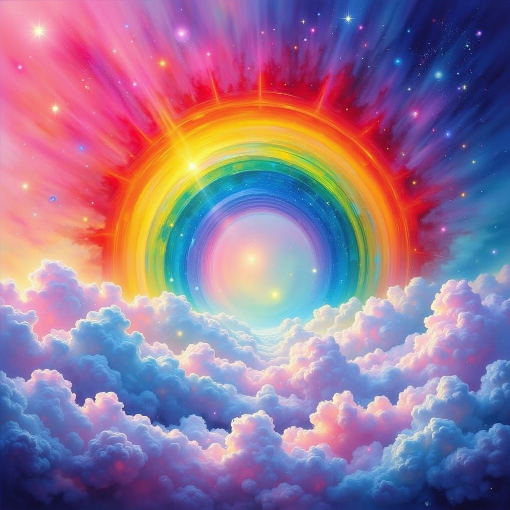 Rainbow Fae in a Dark Glitch Aesthetic