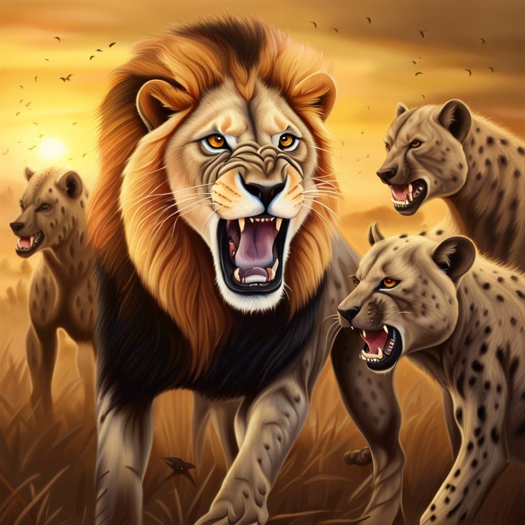 Male Lion vs. Hyena Clan (V3)