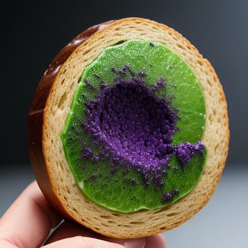 The purple substance with ruby flecks. It smells like bread, but tastes like chocolate and lime.