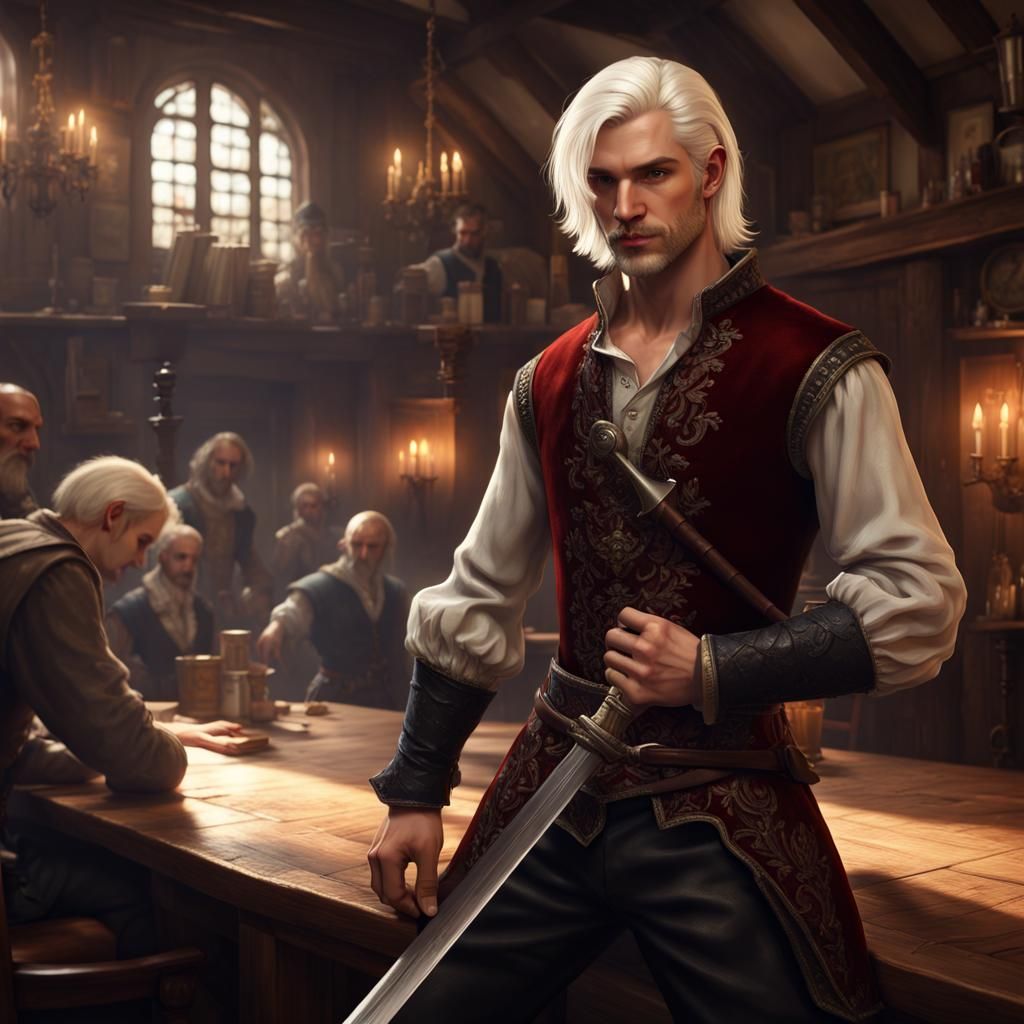 Noble Rogue in Tavern: Dark Fantasy Concept Art