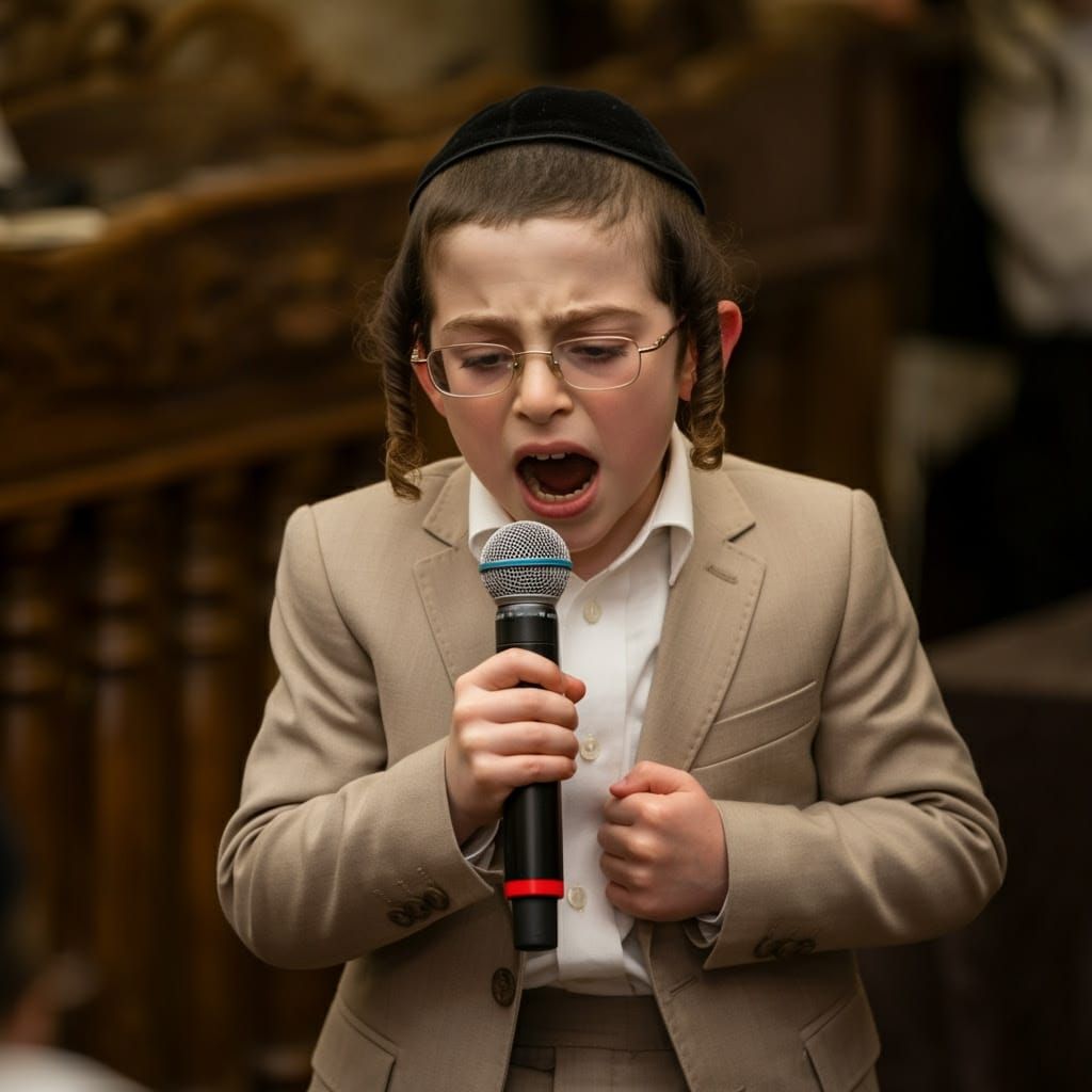 Ultra-Orthodox Jewish Boy Sings with Devotion